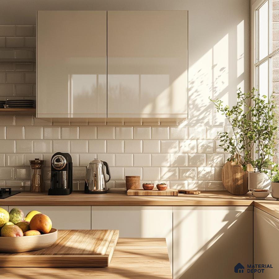 Bright and Airy Kitchen with Neutral Tones and Natural Elements | Material Depot