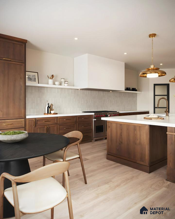 Bright and Open Kitchen Design Featuring Natural Materials and Contemporary Design Birla Evara Sarjapur Road | Material Depot