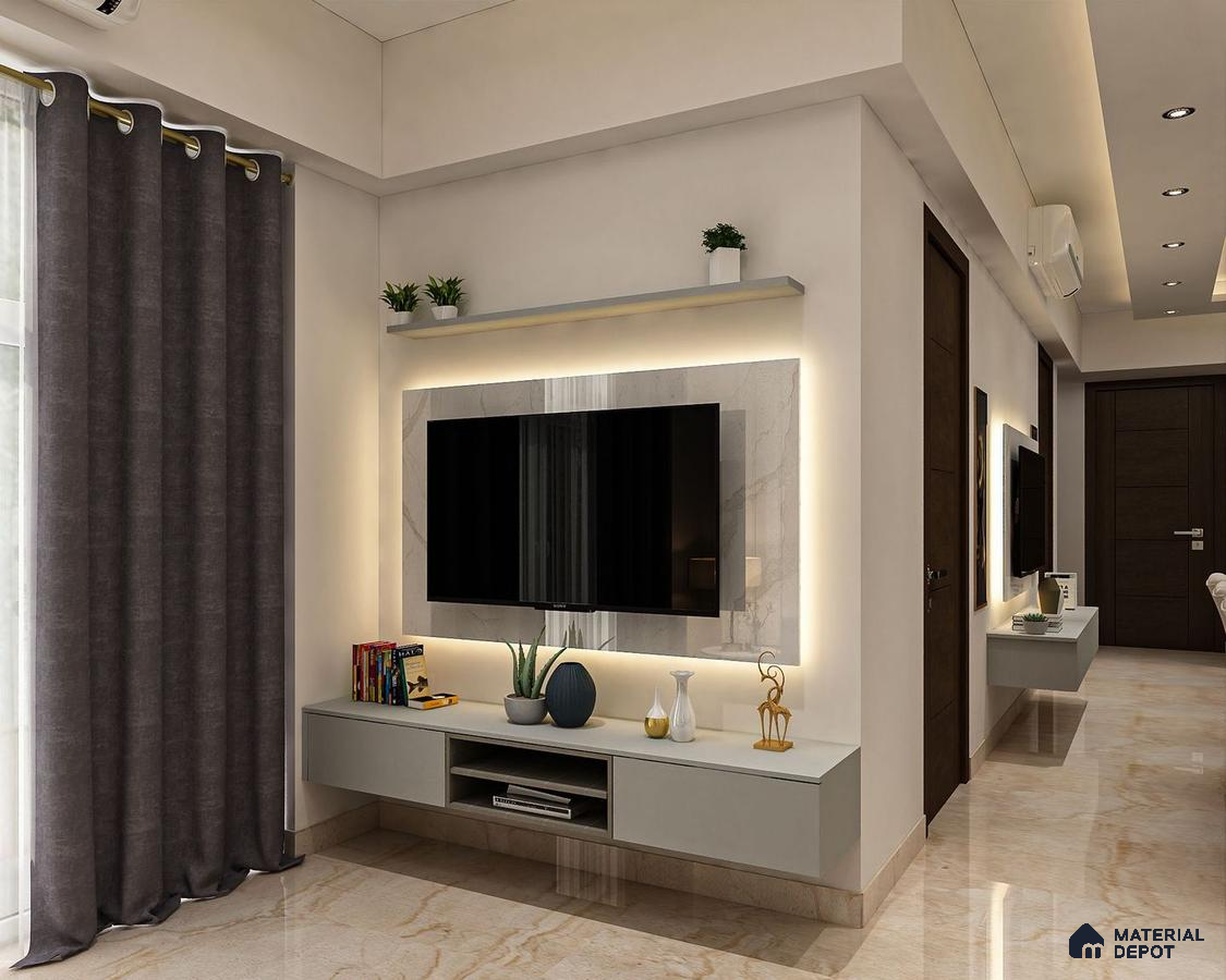 Compact Grey & White TV Unit