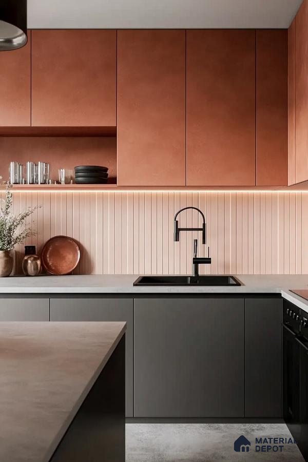 Chic Terracotta Kitchen with Sleek Modern Design | Material Depot