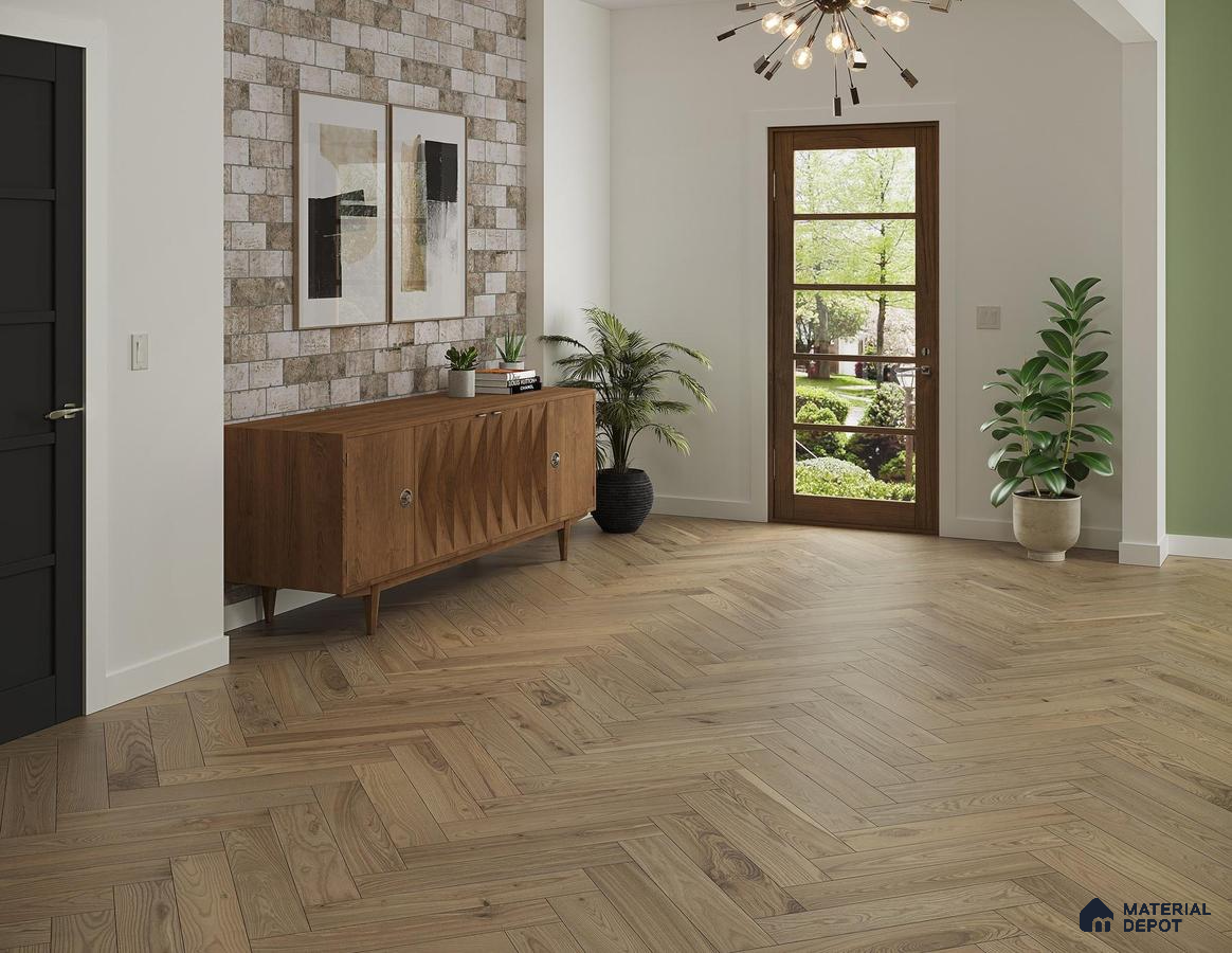 Entry room with wooden laminate flooring