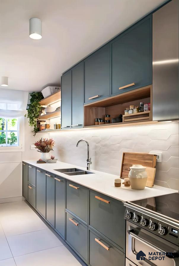 Contemporary Blue Kitchen Design | Material Depot