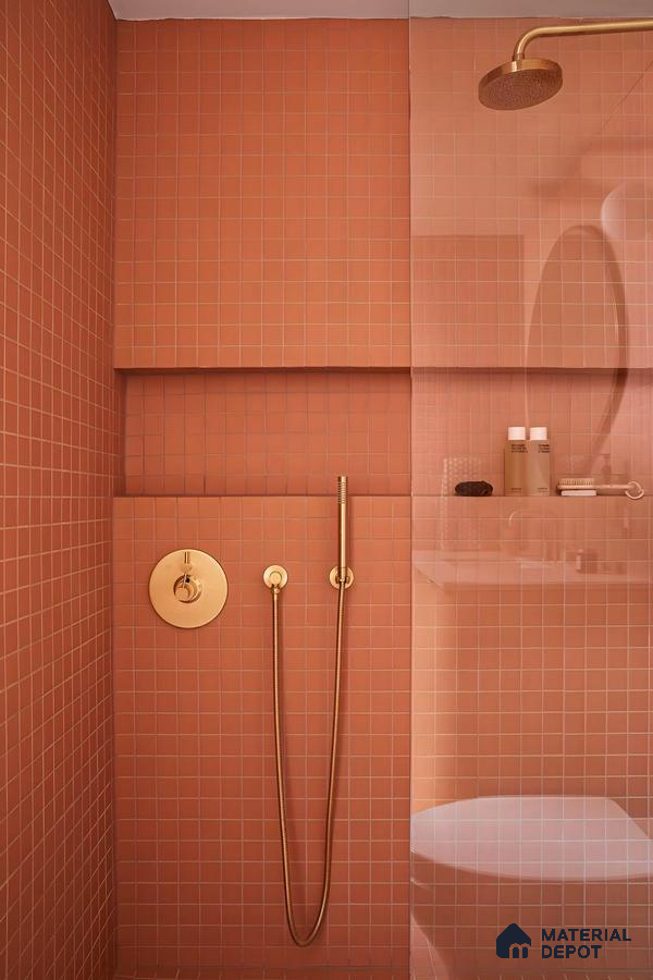 Coral Charm: Seamless Elegance in a Modern Bathroom | Material Depot