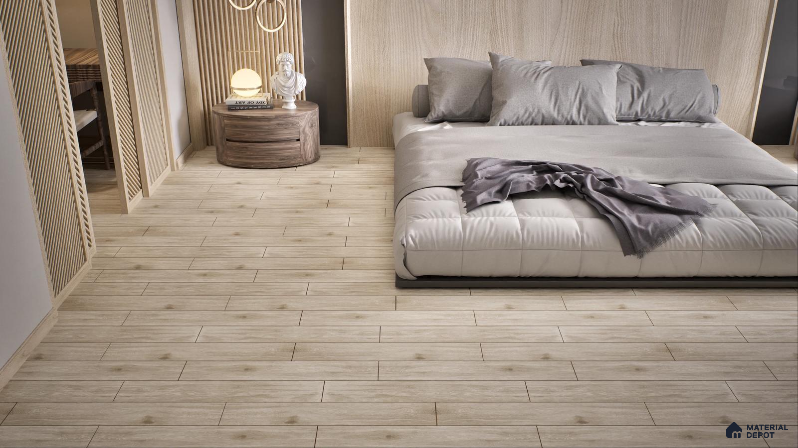 Cozy Modern Bedroom with Light Wood Flooring | Material Depot