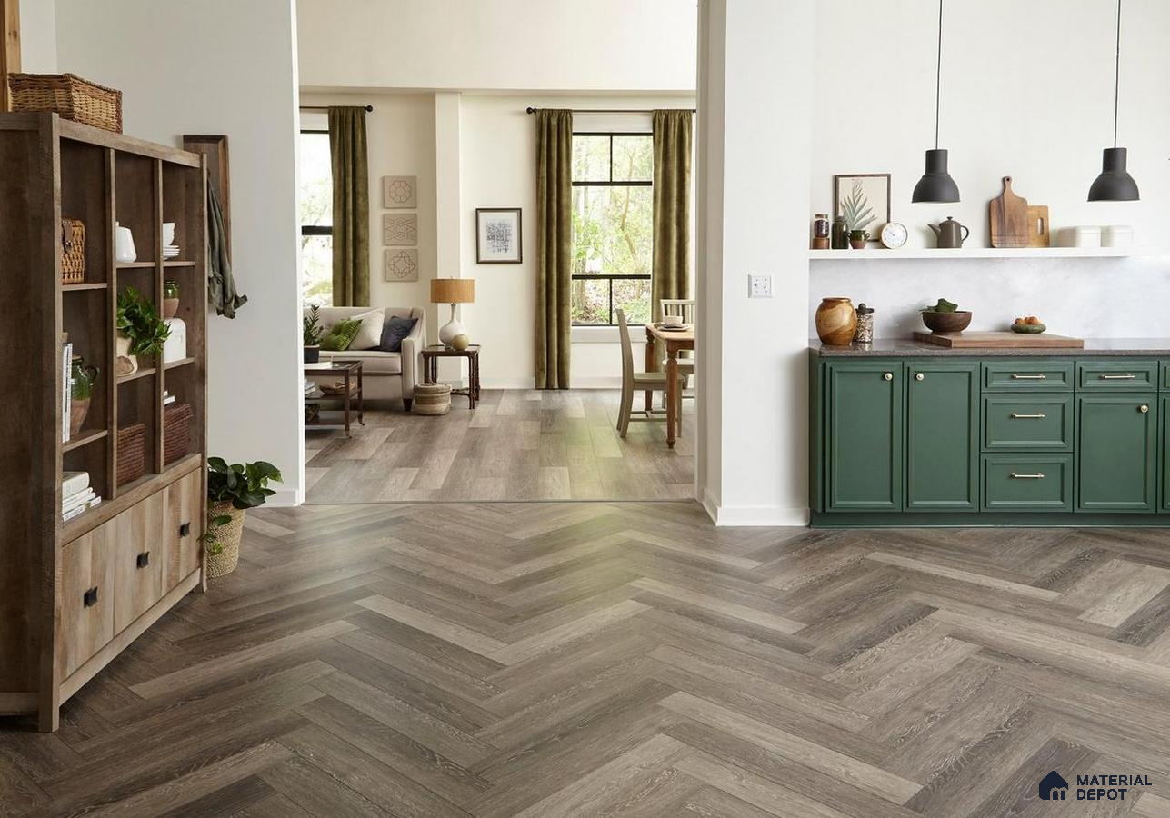 Wooden floor and white wall living room