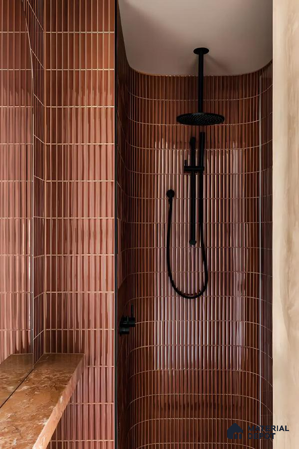 Curved Terracotta Shower Space | Material Depot