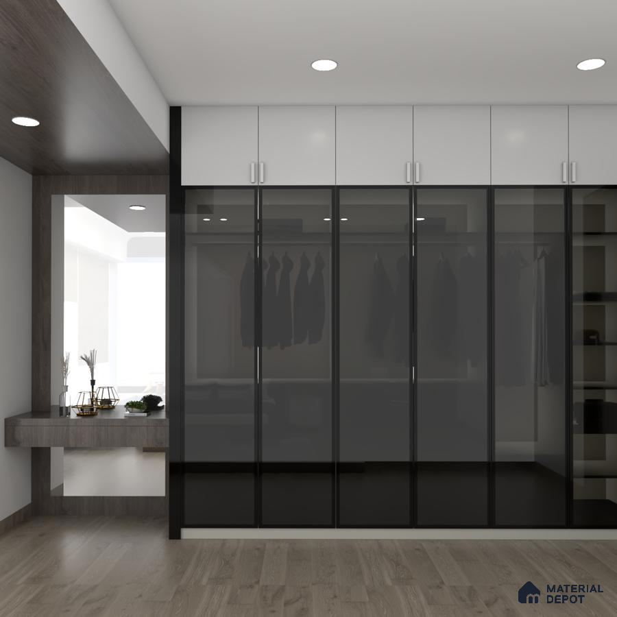 Luxurious dark wardrobe with loft.