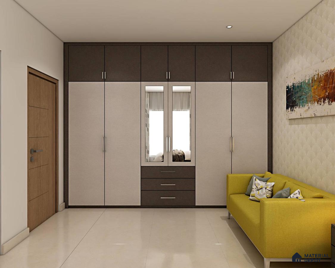 Contemporary Two-Toned Wardrobe with Mirror.