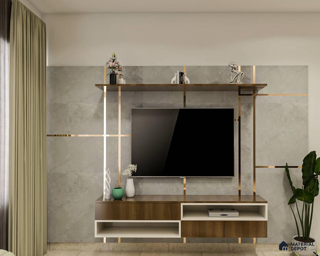 Sleek Grey Textured Compact TV Unit Design