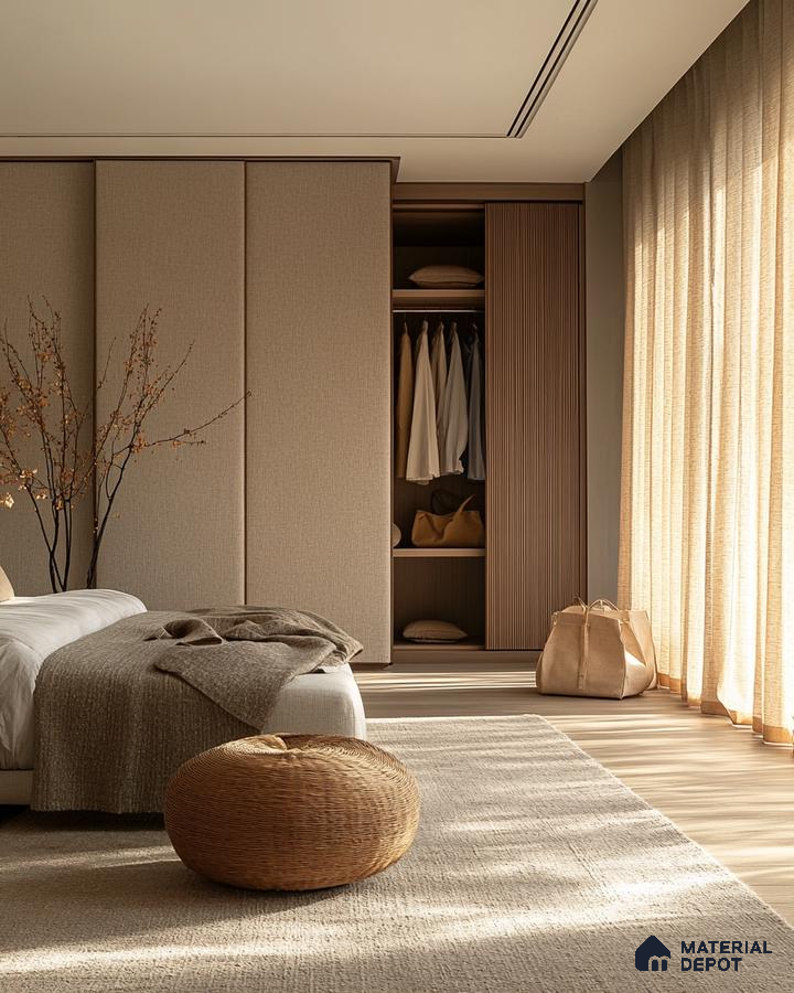 Elegant Bedroom Design with Fabric Accents and Panoramic Views Adarsh Palm Acres Hoskote | Material Depot