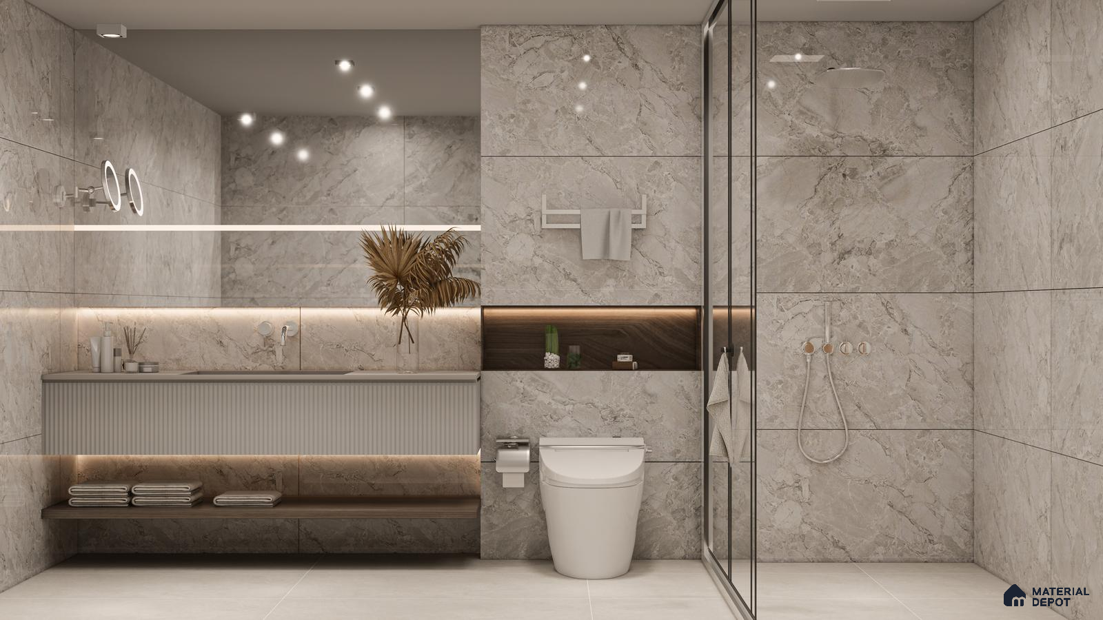 Elegant Grey Marble Look Bathroom Tiles for a Spa-Like Ambience | Material Depot