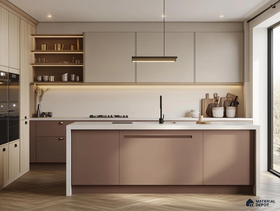 Elegant Kitchen Design in Soft Brown and Beige Tones | Material Depot