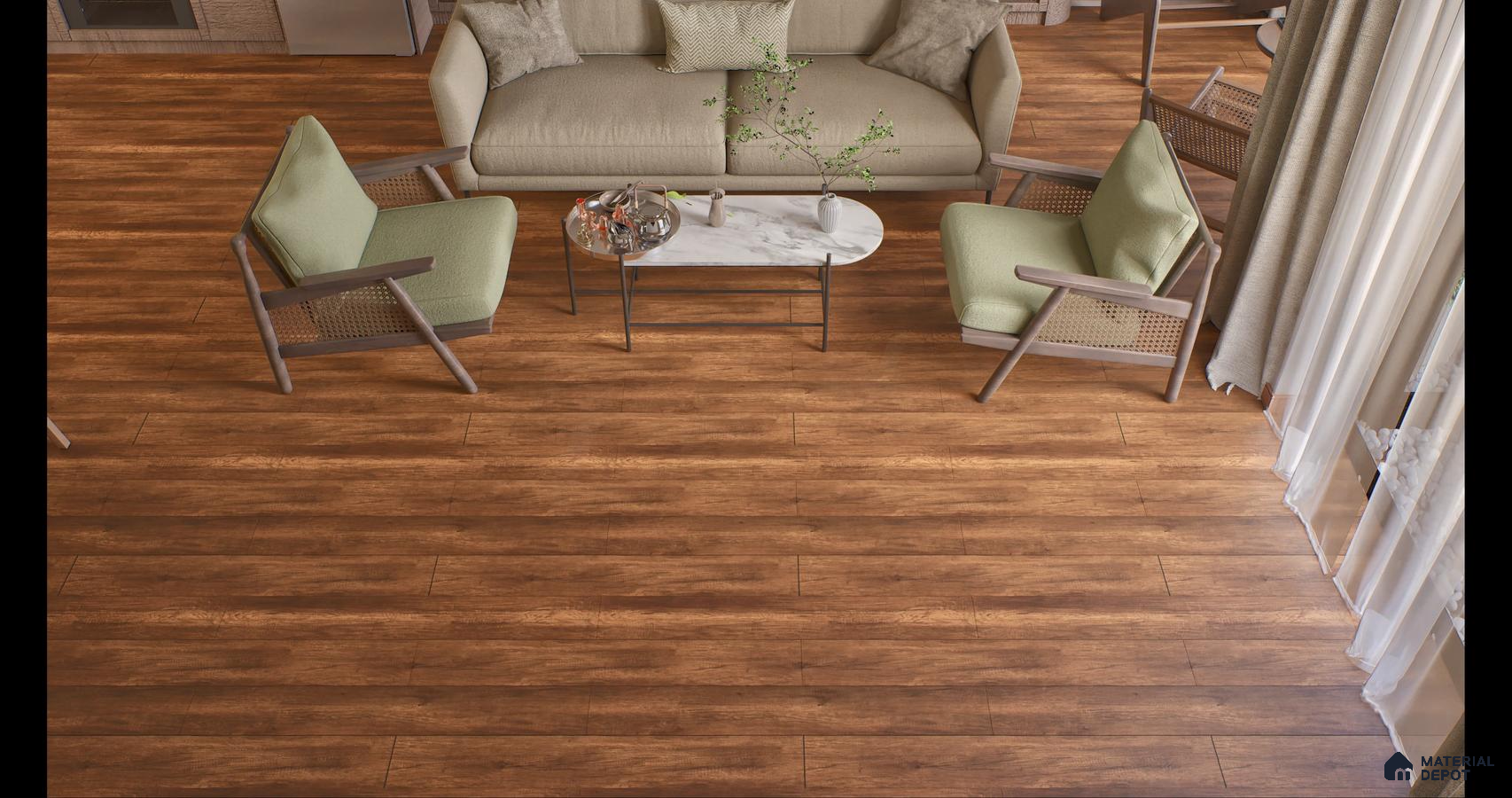 Elegant Living Room with Warm Honey Oak Flooring | Material Depot