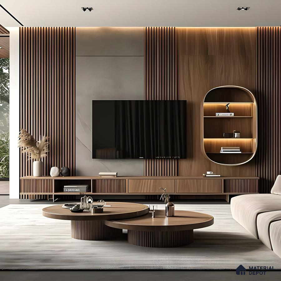 Elegant Minimalism: A Symphony Of Wood And Modern TV Unit Design | Material Depot