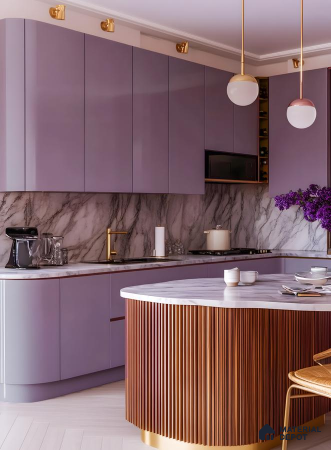 Coastal Chic Kitchen with Soft Blue Cabinets and Natural Textures | Material Depot