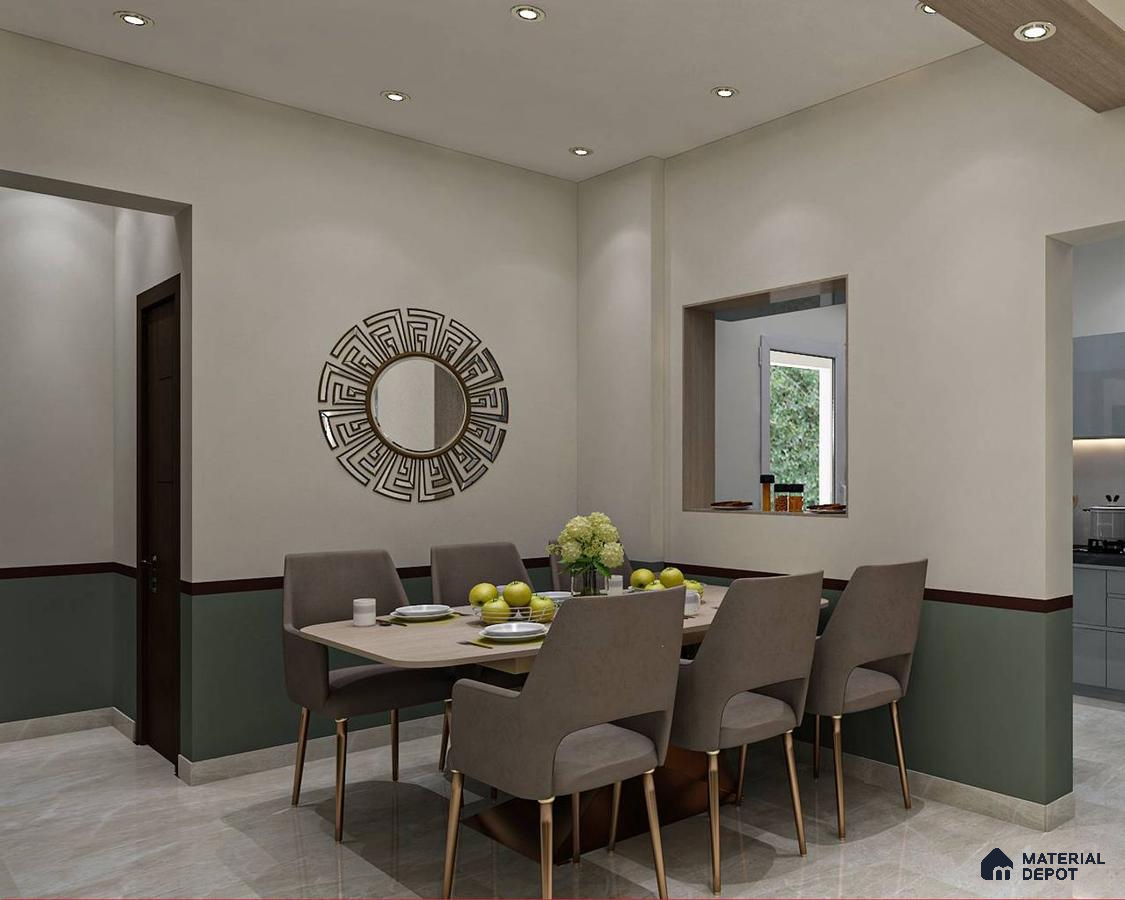 :Chic Dining: Modern 6-Seater Set with Brown Chairs