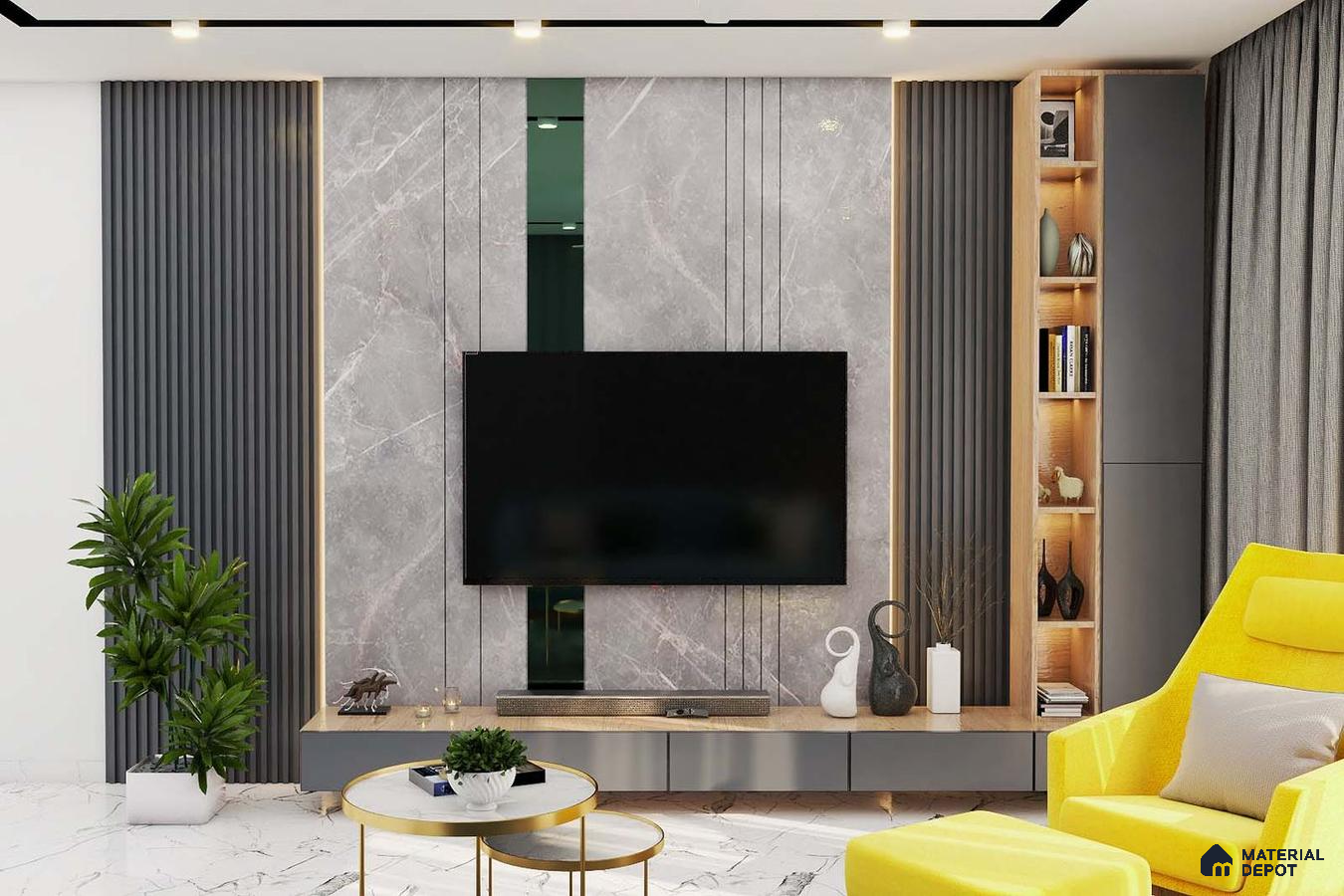 Luxurious Grey Marble Media Unit