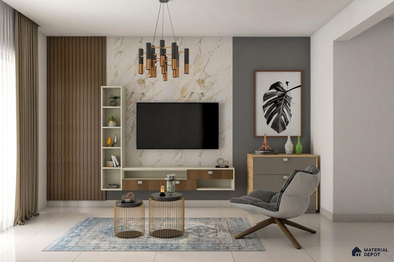 Modern Fluted TV Unit