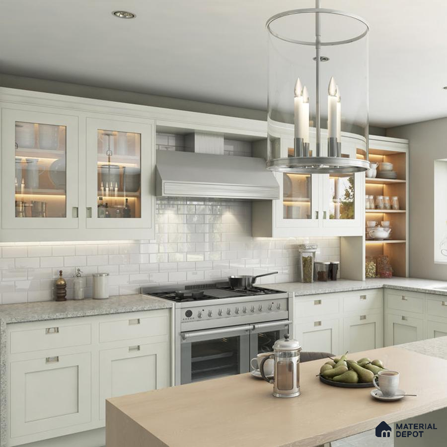Fresh Elegance Light Green Kitchen with Modern Accents | Material Depot