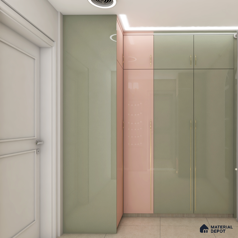 Chic dual-tone wardrobe with glossy pink and white accents