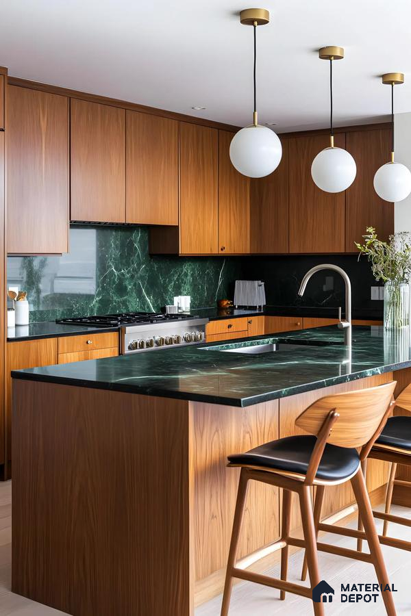 Green Marble And Warm Wood | Material Depot