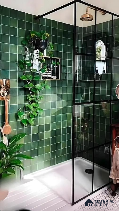 Green Oasis Bathroom with Vintage Accents | Material Depot