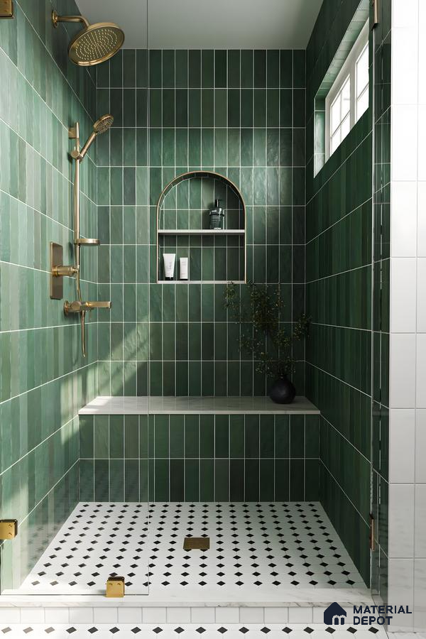 Green Sanctuary: A Modern Bathroom with Lush Tiles | Material Depot