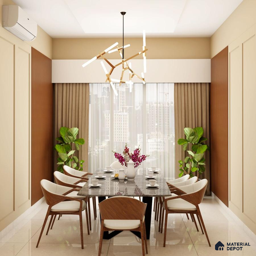 Chic Dining: Contemporary Design with Elegant Planters