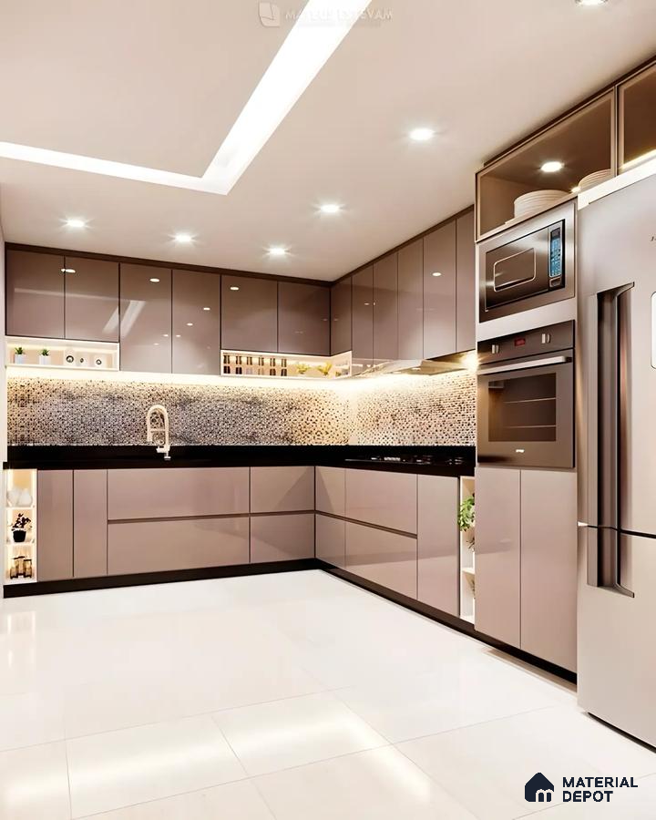 Integrated Kitchen With Mosaic Backsplash | Material Depot