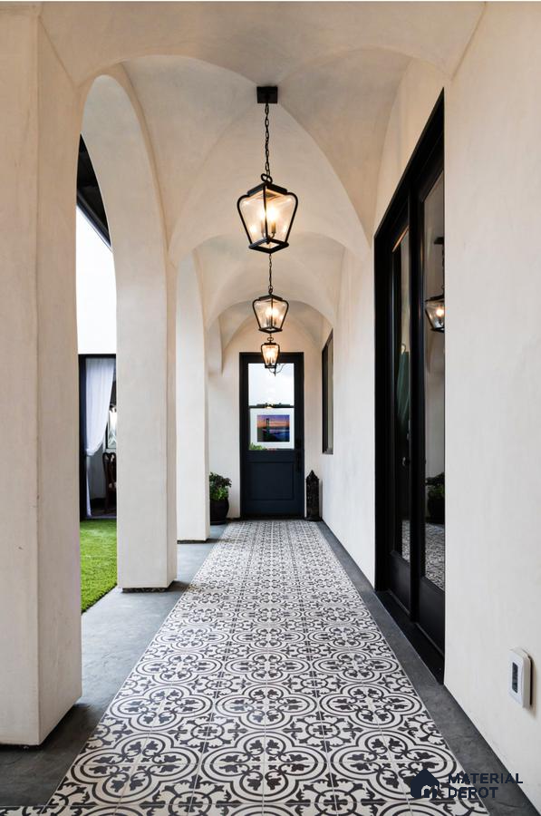 Mediterranean-Inspired Courtyard with Patterned Tiles | Material Depot