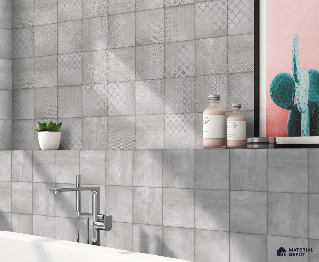Modern Grey Moroccan Patch Wall Tiles for Minimal Bathrooms | Material Depot