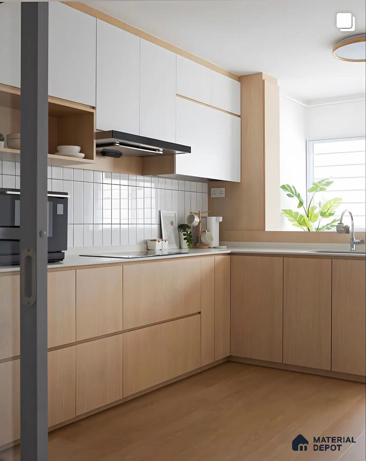 Modern Light Wood and White Kitchen | Material Depot