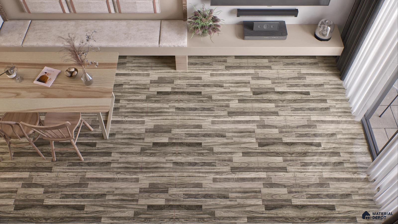 Modern Living and Dining Area with Stylish Wooden Flooring | Material Depot