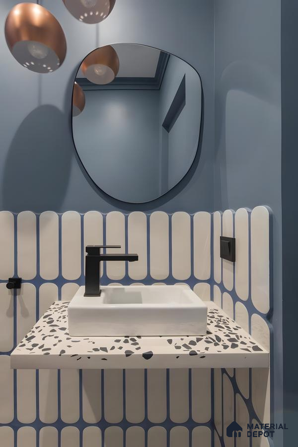 Modern Minimalism: Sleek Bathroom with Copper Accents | Material Depot