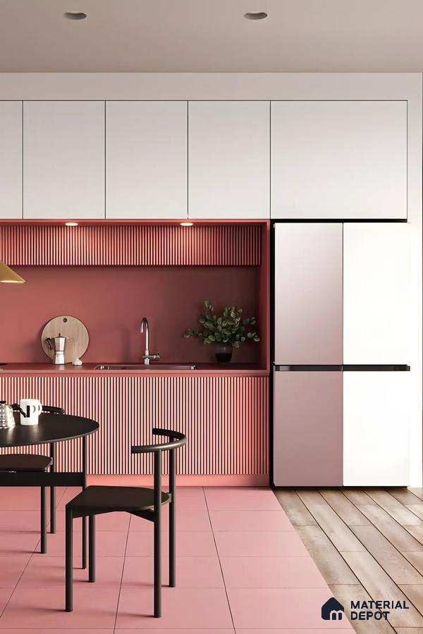 Modern Minimalist Kitchen with Pink Accents | Material Depot