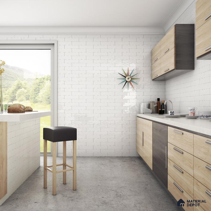 Modern Simplicity Stone Textured Flooring in Stylish Kitchen | Material Depot
