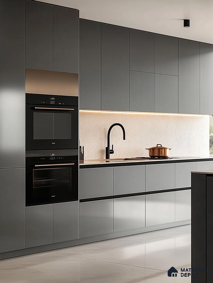 Modern Slate Grey Kitchen with Minimalist Design | Material Depot