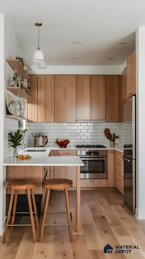 Modern Warmth: A Natural Wood Kitchen With Subway Tile Charm | Material Depot