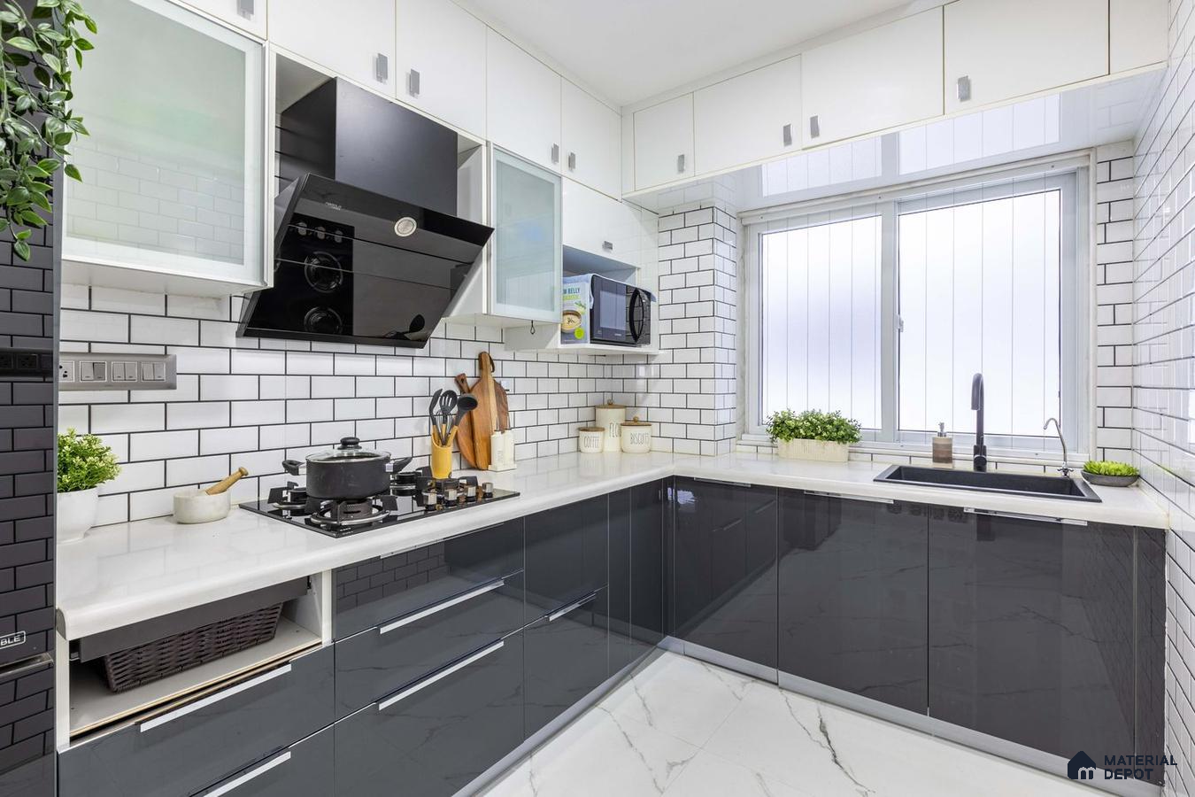 Chic 2 BHK: L-Shaped Kitchen
