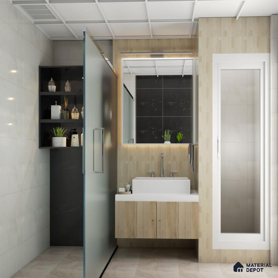 Modern Bathroom Design in Wooden Tone | Material Depot