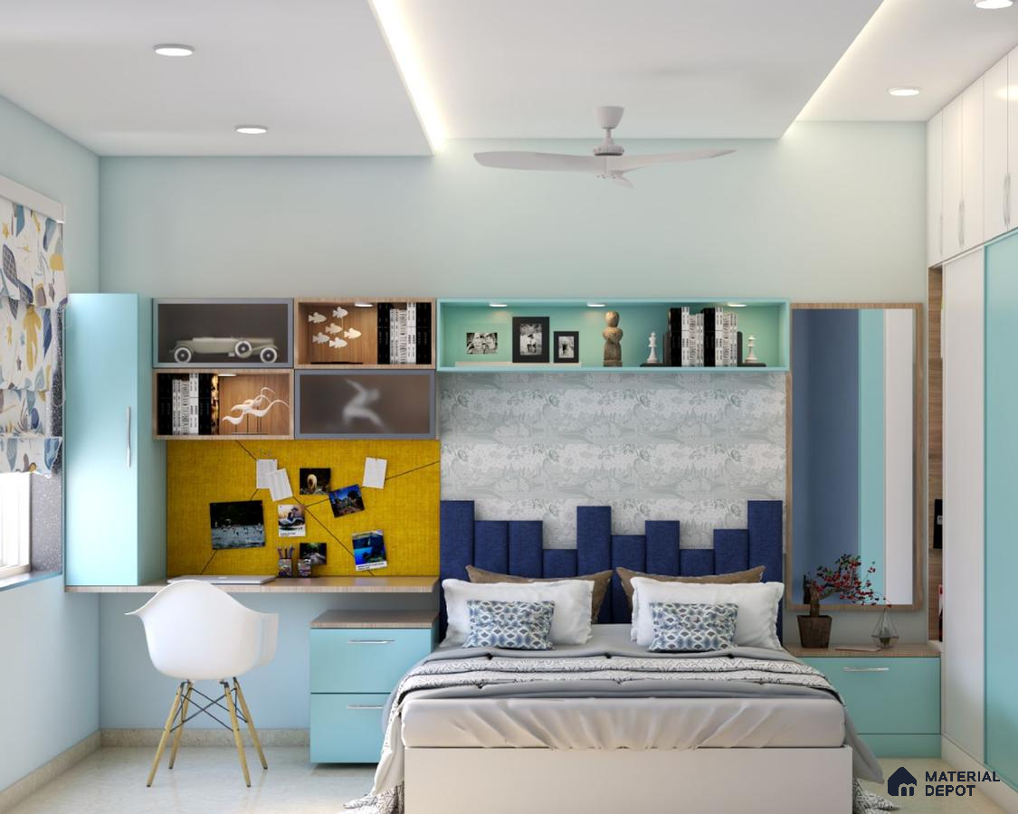 Kid's bedroom with blue & white theme