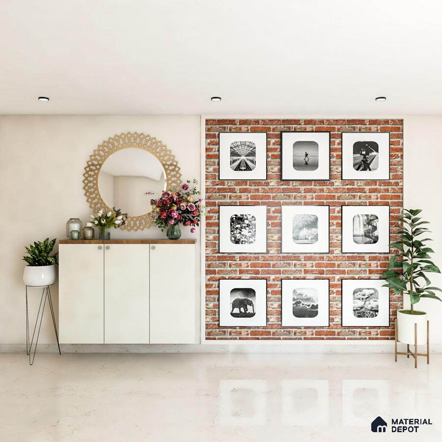 Elegant foyer with cream shutters