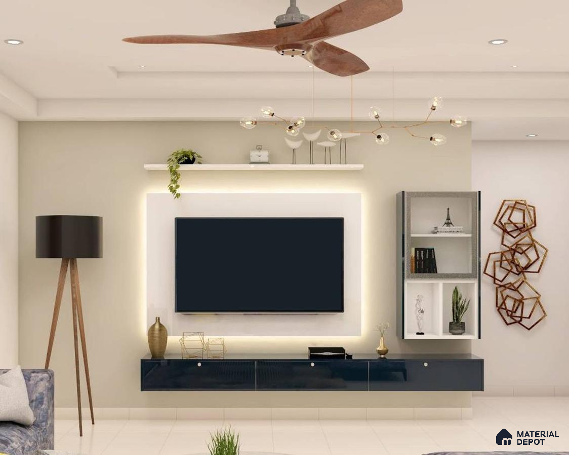 Stylish TV unit with LED lights