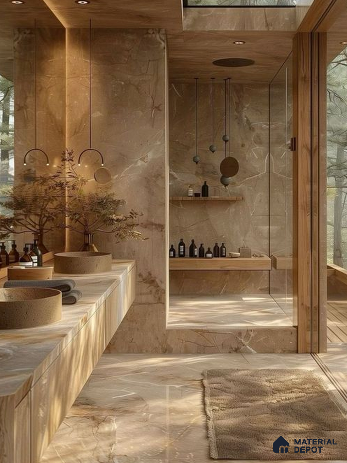 Natural Beige Marble Spa-Inspired Bathroom | Material Depot