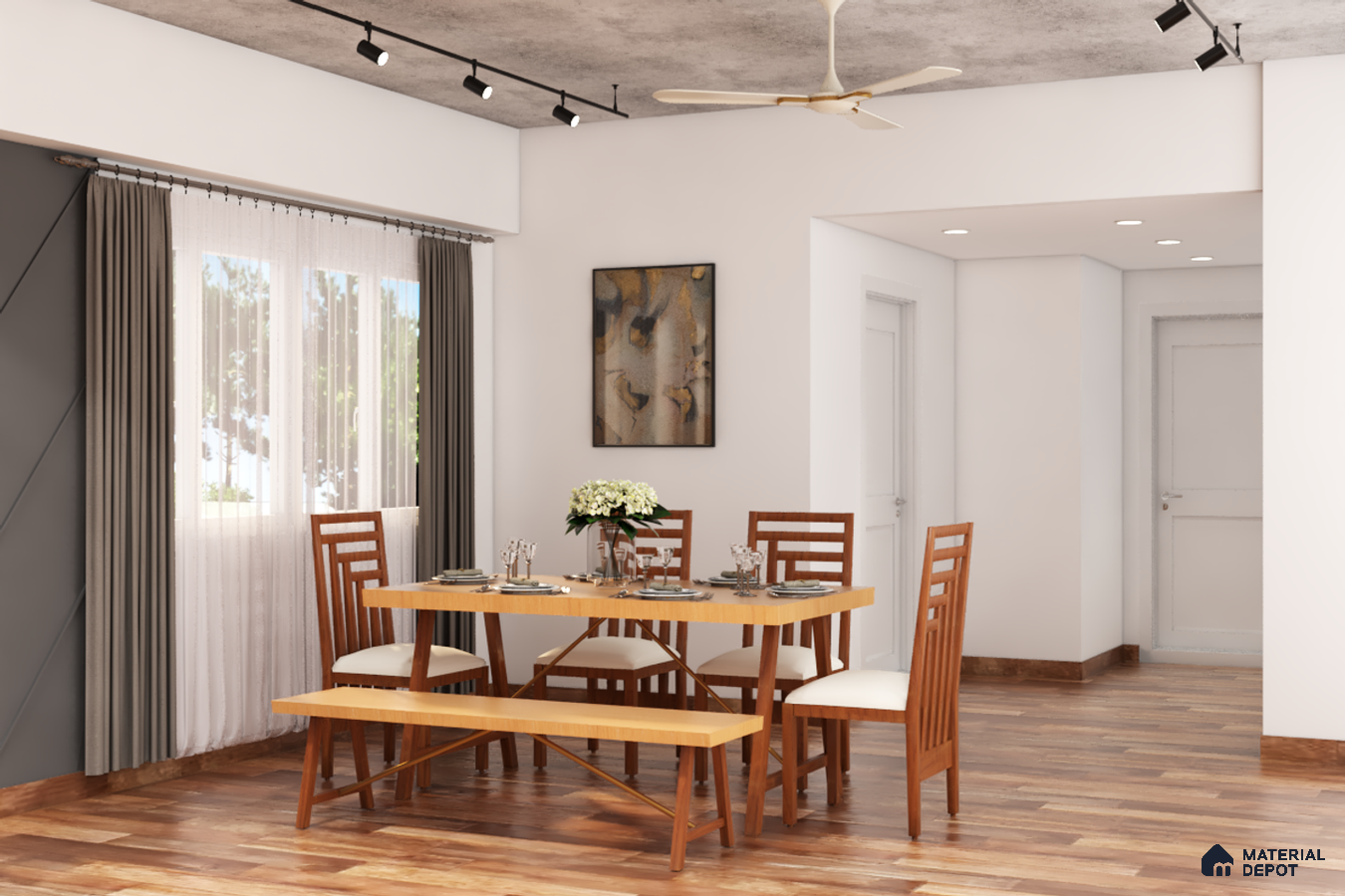 Wooden Elegance: Modern 6-Seater Dining Delight