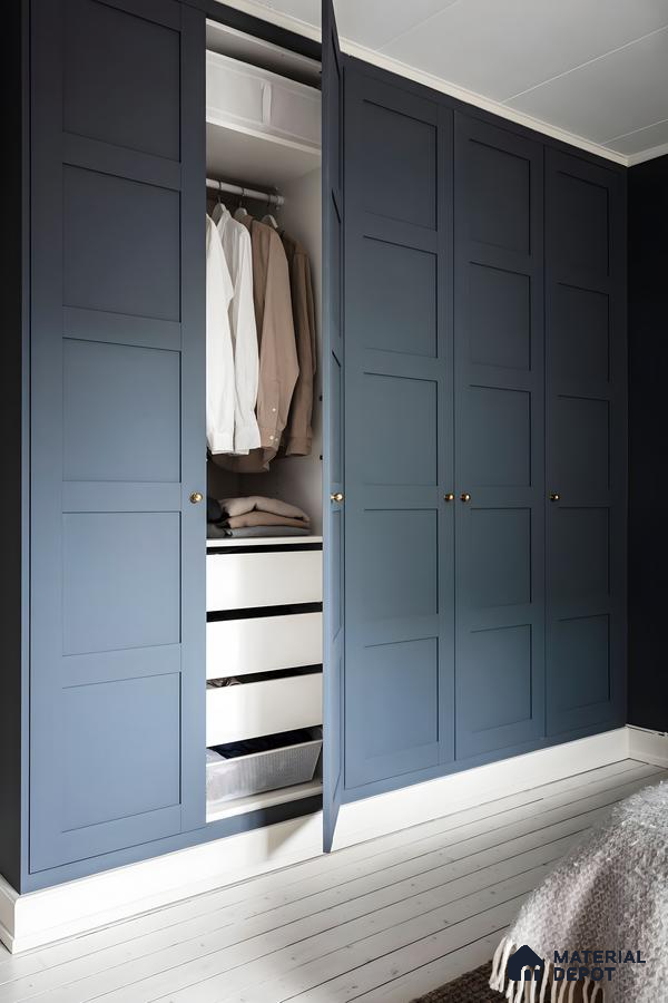 Navy Blue Wardrobe with Brass Hardware | Material Depot