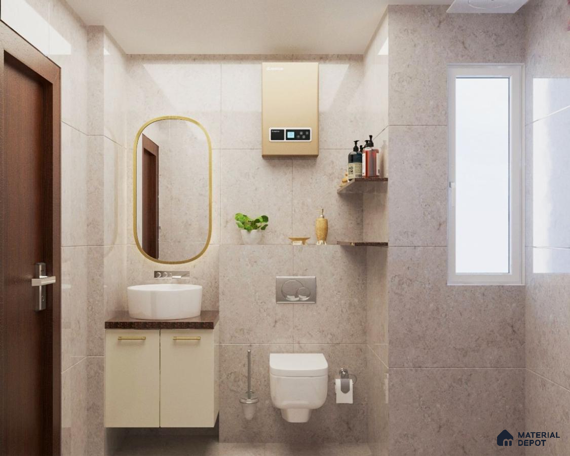 Chic Light Brown Small Bathroom Design
