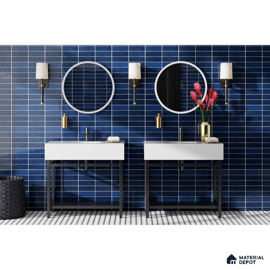 Oceanic Tranquility Blue Hues and White Accents in Bathroom | Material Depot