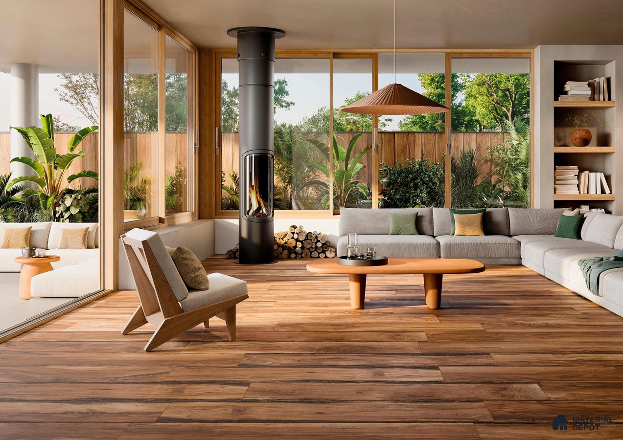 Living room with wooden flooring and plant deocration