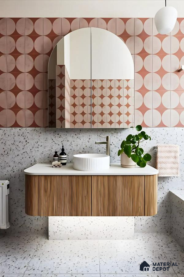 Patterned Wall Bathroom With Terrazzo Finish | Material Depot